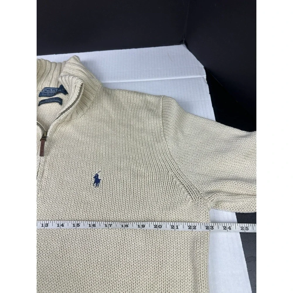 Vintage Polo Ralph Lauren Ivory/Cream Mens Cotton Mock Neck Sweater